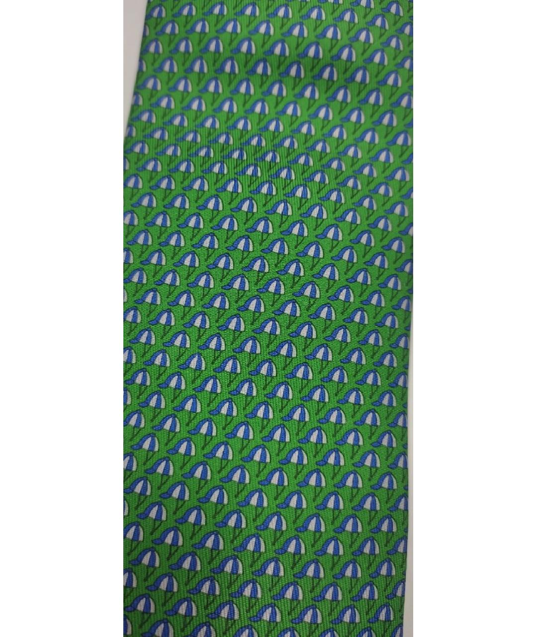 HERMES Зеленый шелковый галстук, фото 2