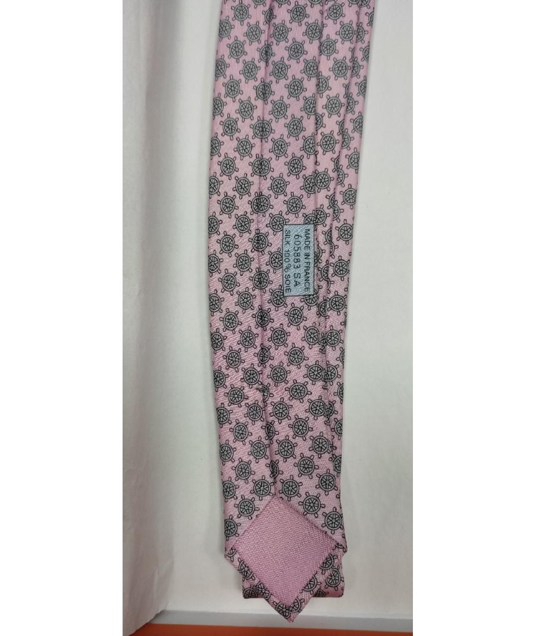 HERMES Розовый шелковый галстук, фото 4