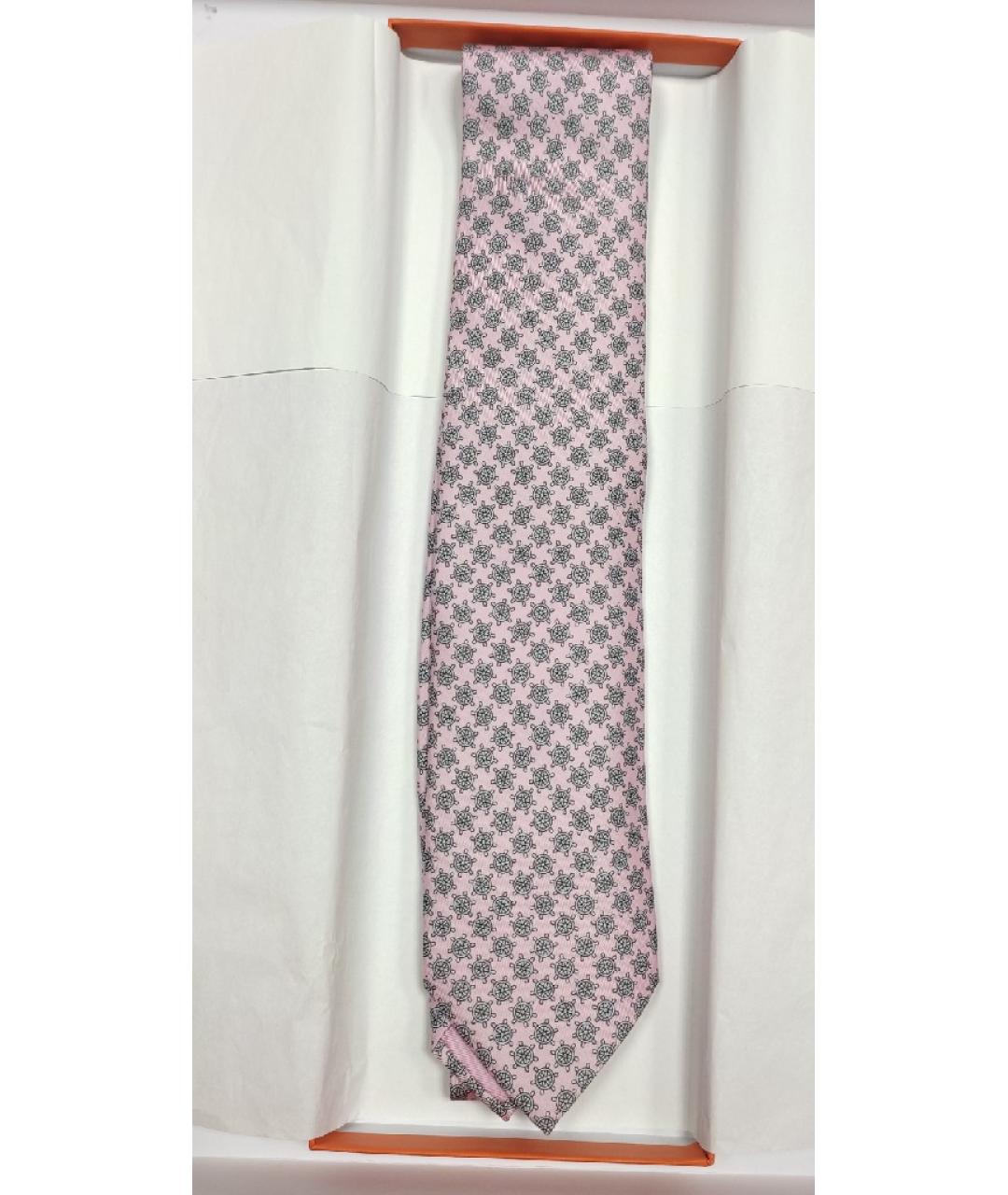 HERMES Розовый шелковый галстук, фото 5