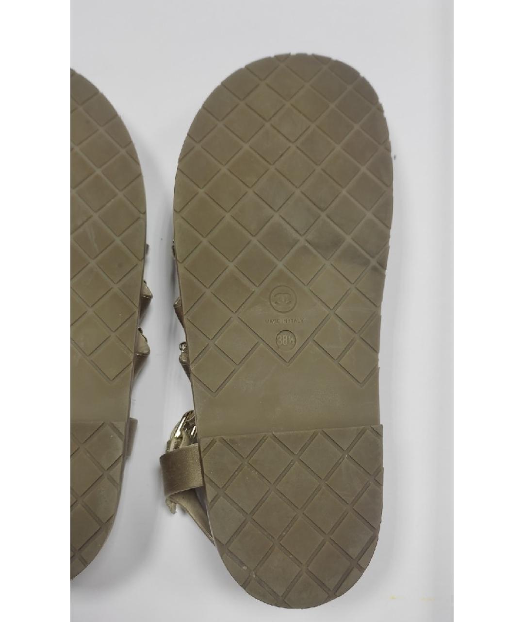 CHANEL PRE-OWNED Бежевые текстильные сандалии, фото 7