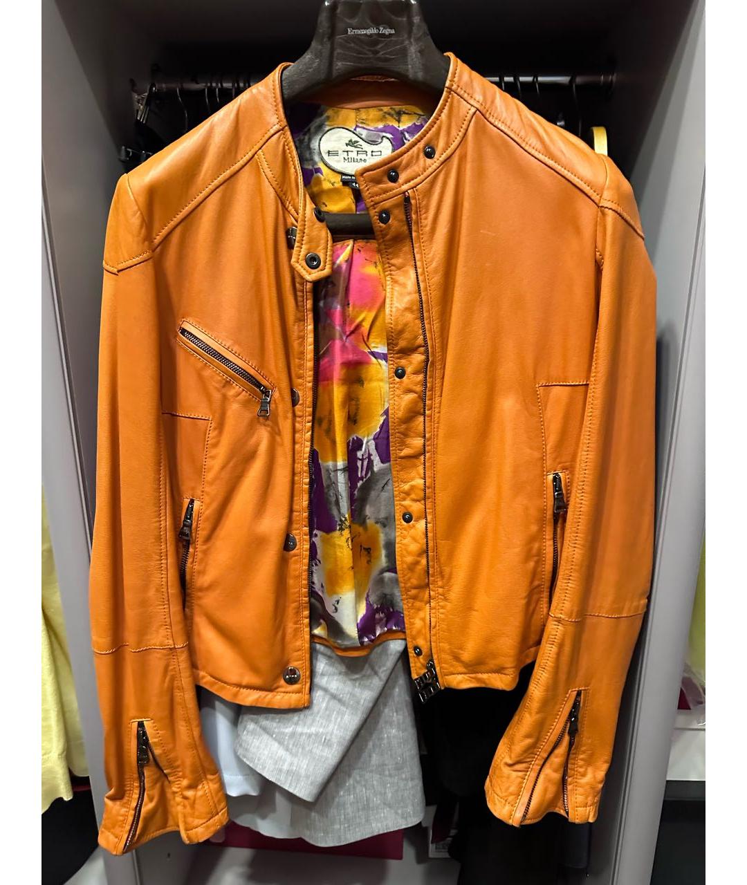 ETRO Оранжевая кожаная куртка, фото 4