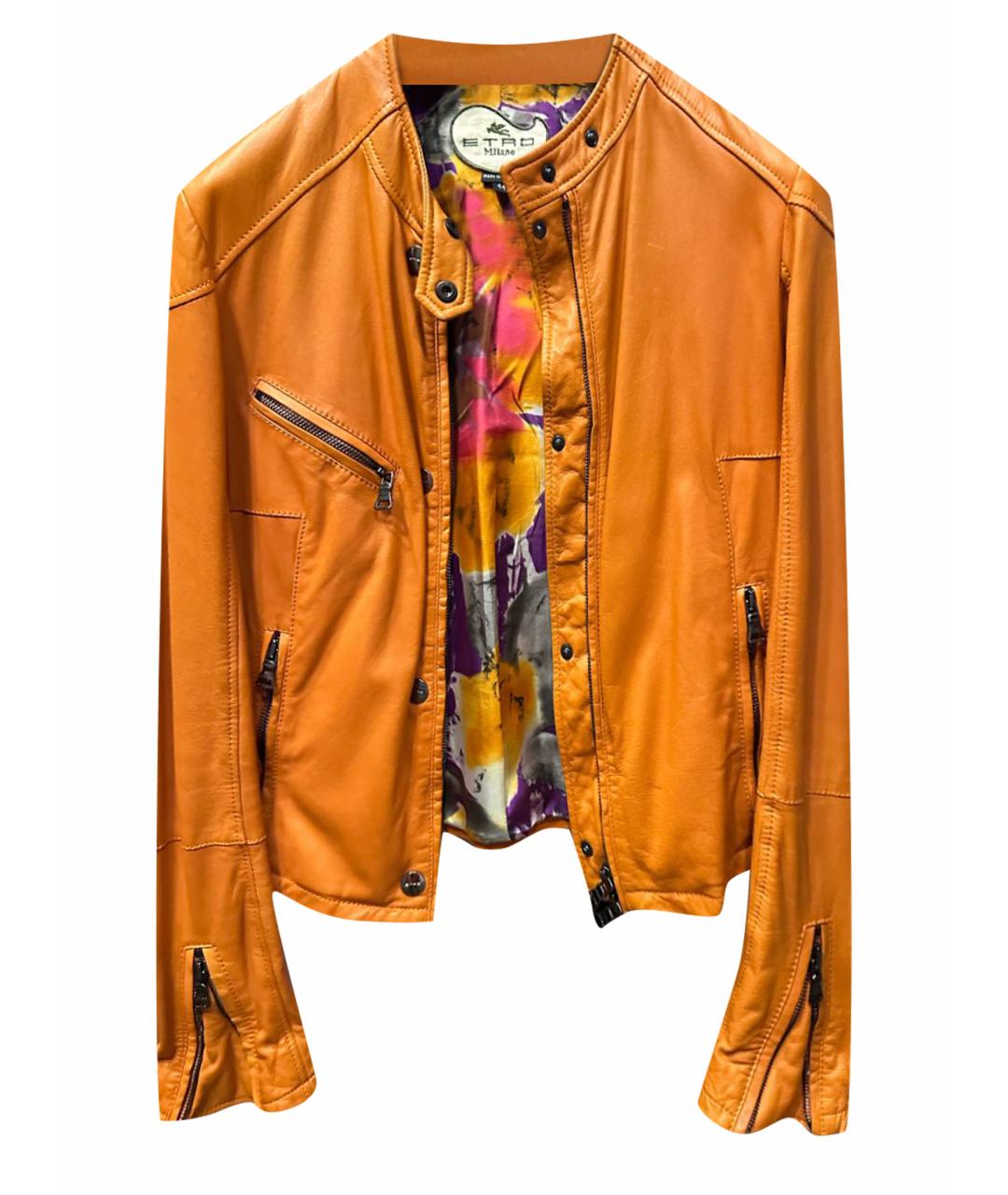ETRO Оранжевая кожаная куртка, фото 1