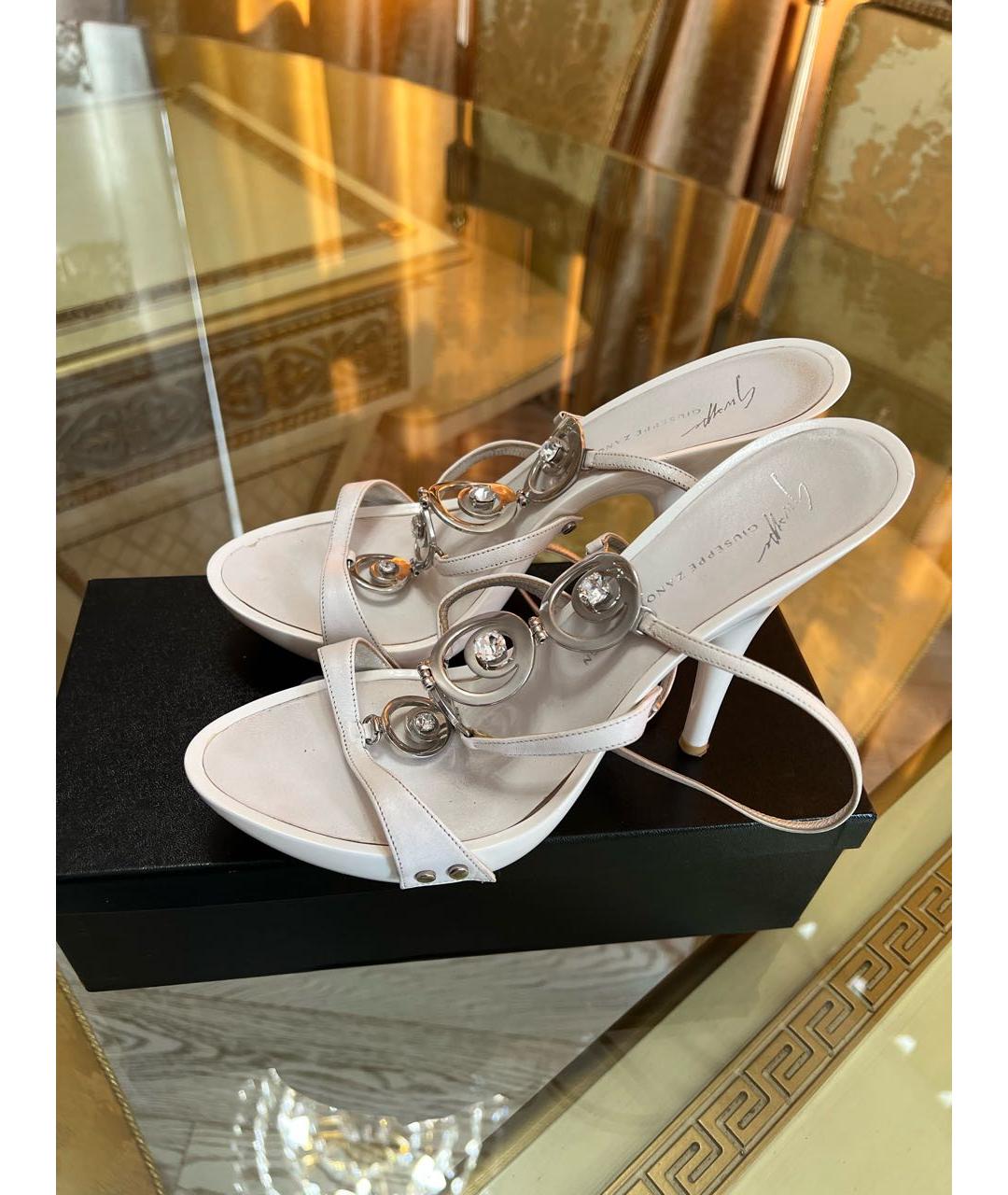GIUSEPPE ZANOTTI DESIGN Белые кожаные босоножки, фото 3