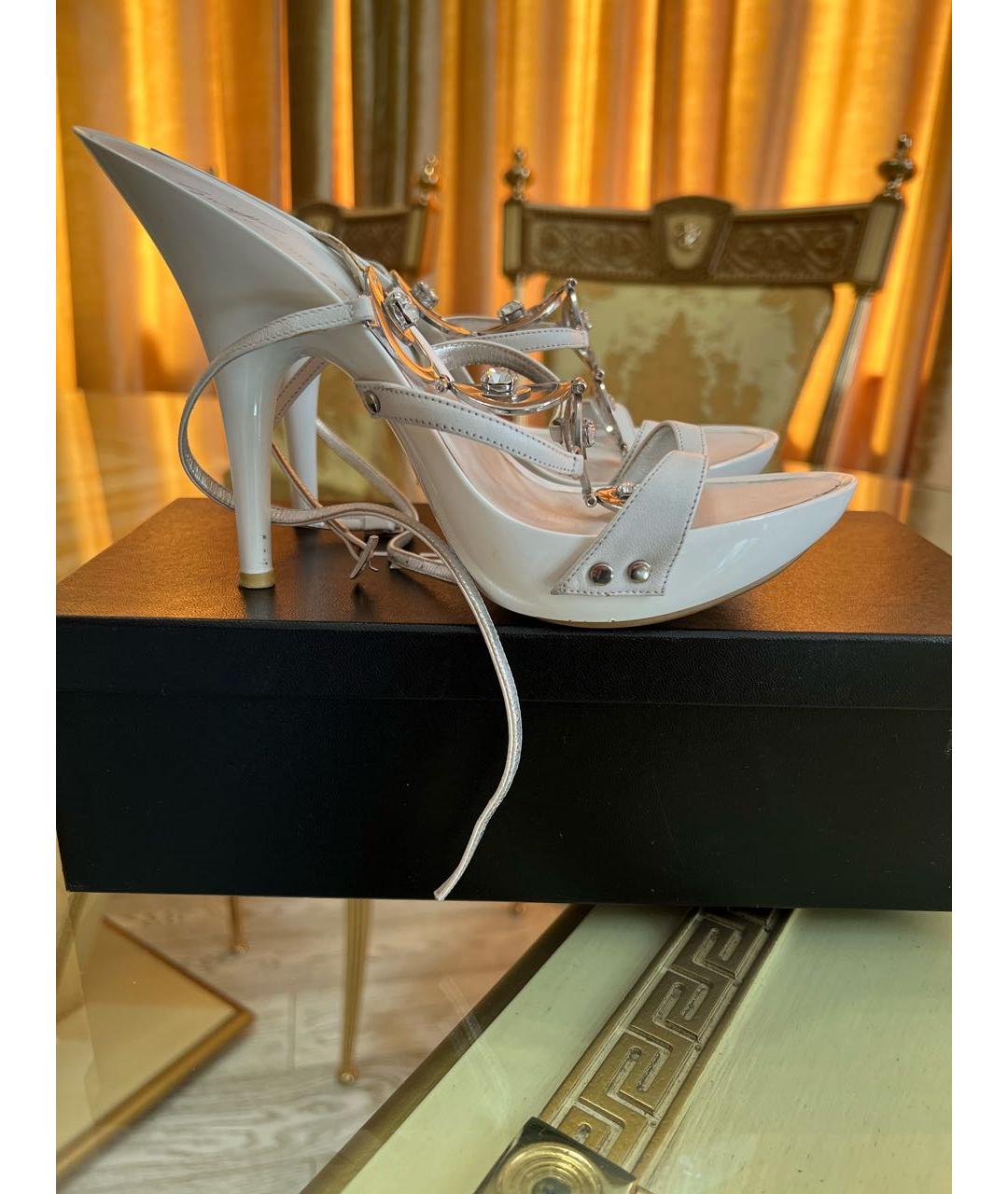 GIUSEPPE ZANOTTI DESIGN Белые кожаные босоножки, фото 5