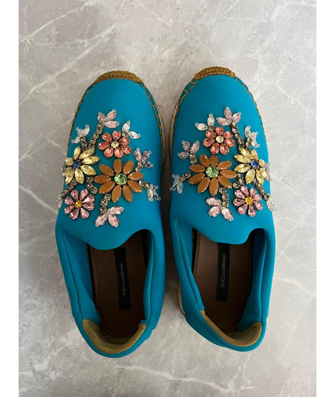 DOLCE&GABBANA Голубые текстильные кроссовки, фото 7