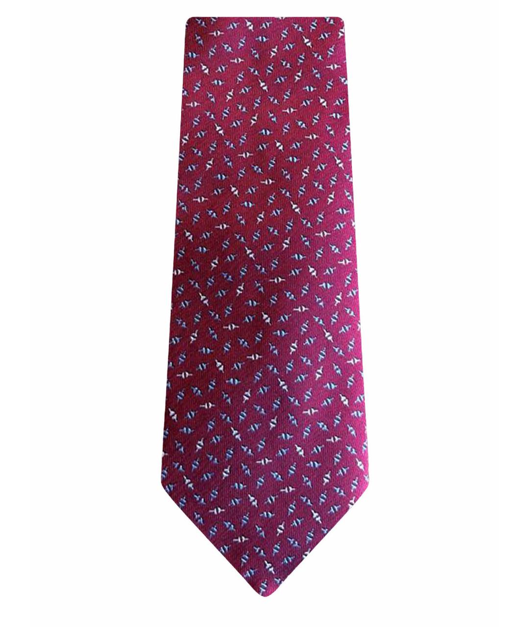 HERMES PRE-OWNED Бордовый тканевый галстук, фото 1