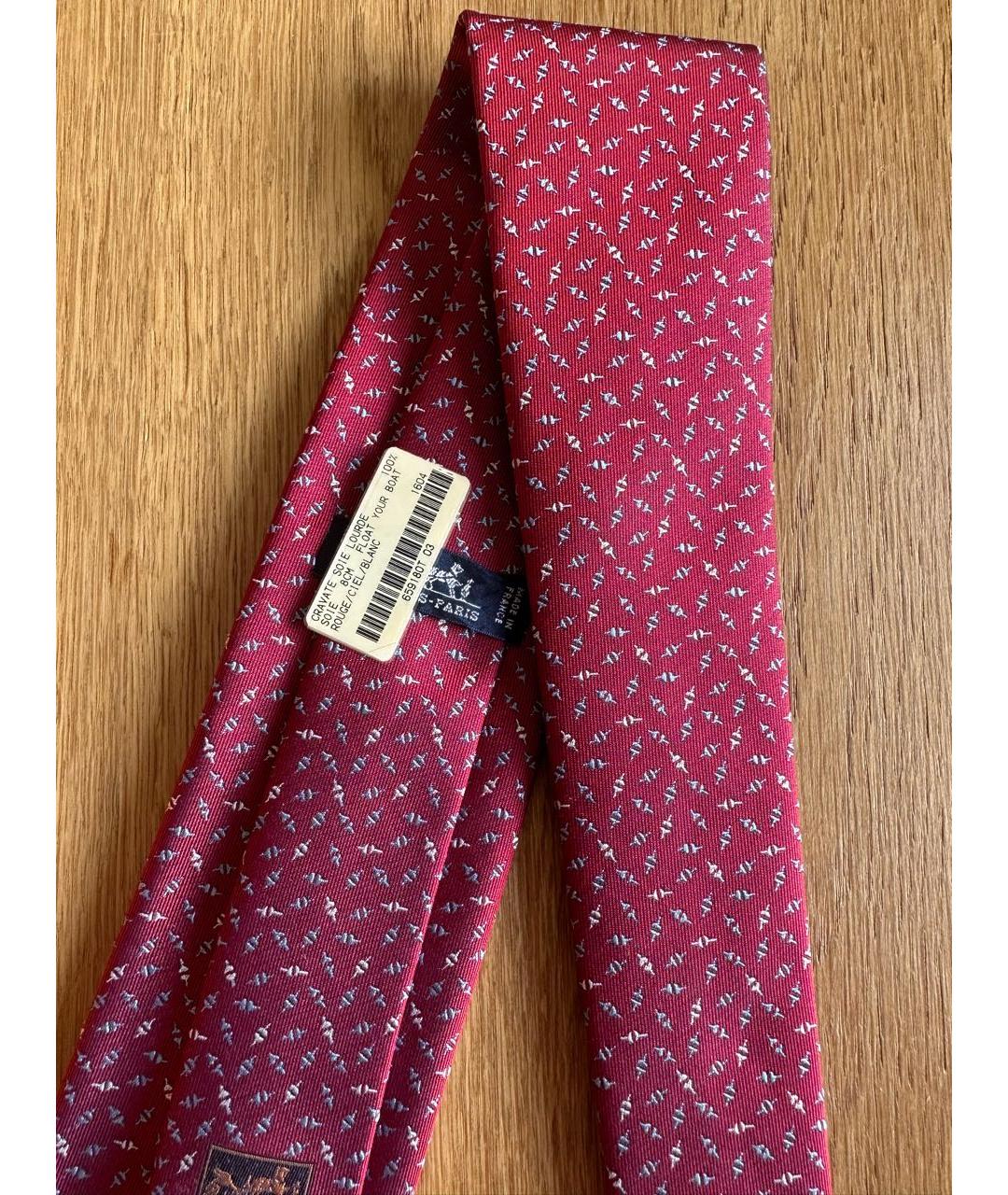 HERMES PRE-OWNED Бордовый тканевый галстук, фото 3