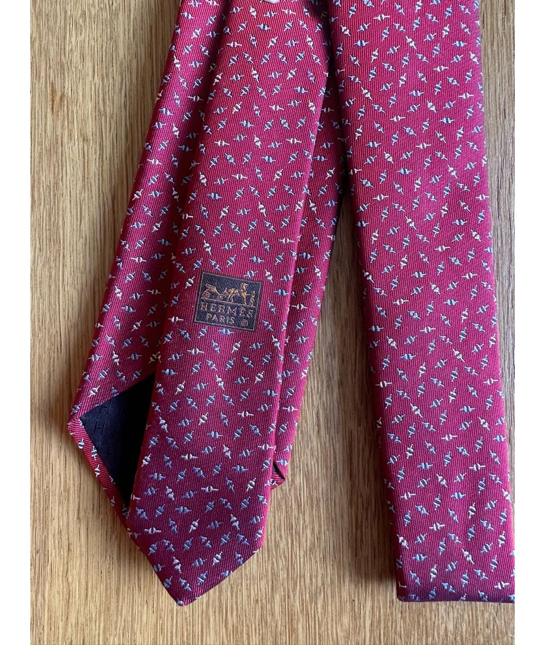 HERMES PRE-OWNED Бордовый тканевый галстук, фото 2