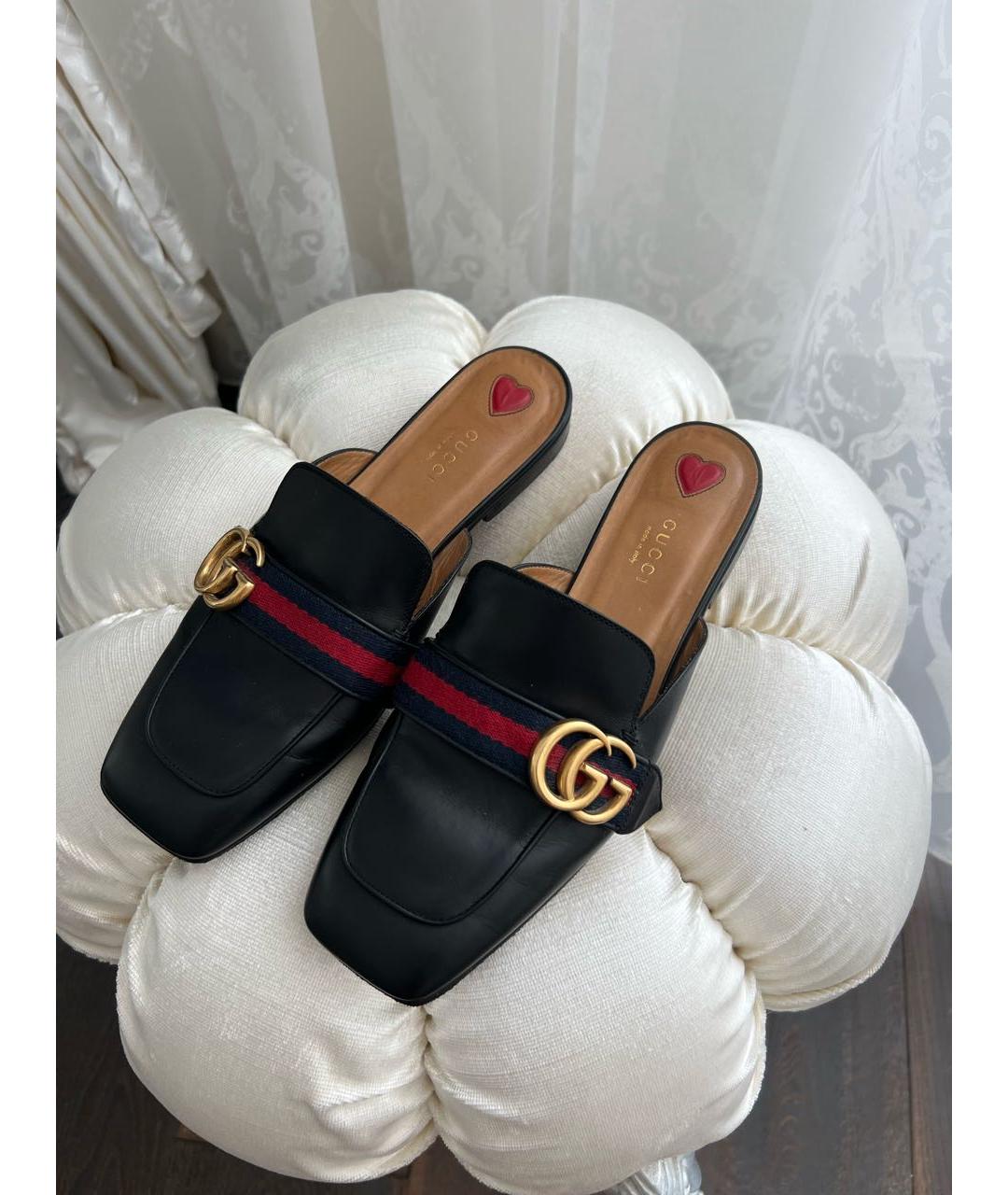 GUCCI Черные кожаные мюли, фото 2