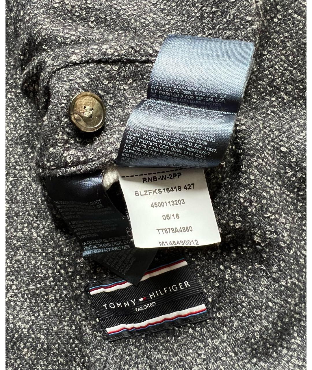 TOMMY HILFIGER Темно-синий шерстяной пиджак, фото 5