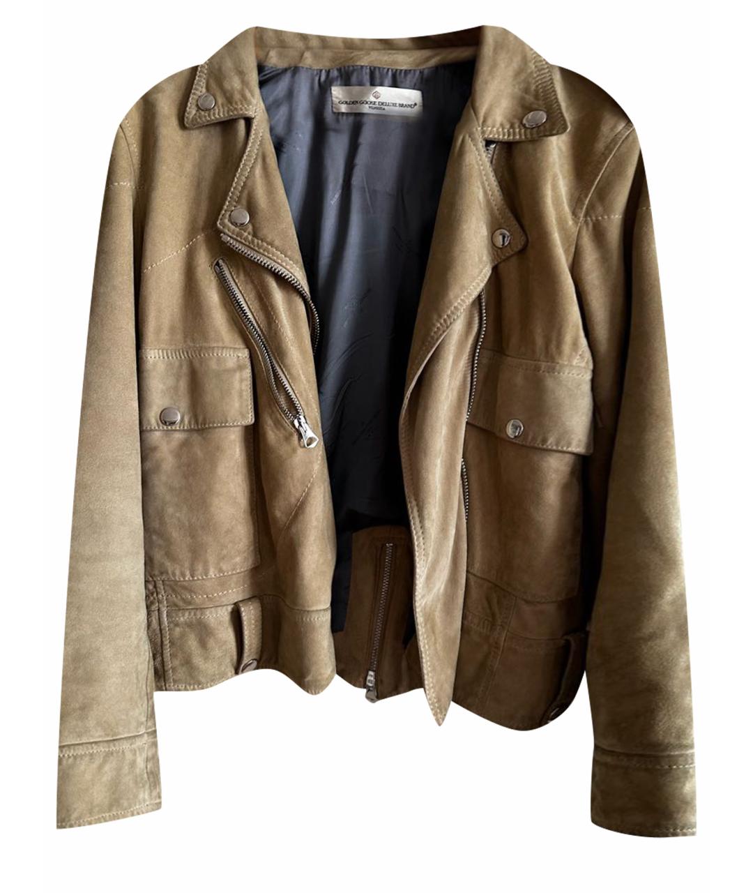 GOLDEN GOOSE DELUXE BRAND Хаки кожаная куртка, фото 1