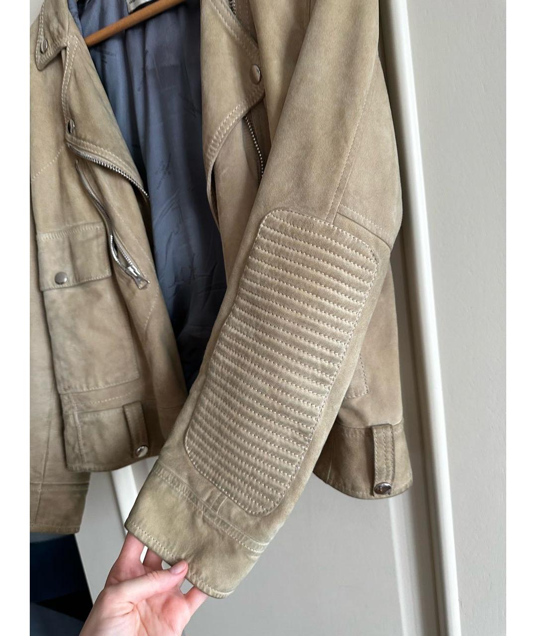 GOLDEN GOOSE DELUXE BRAND Хаки кожаная куртка, фото 4