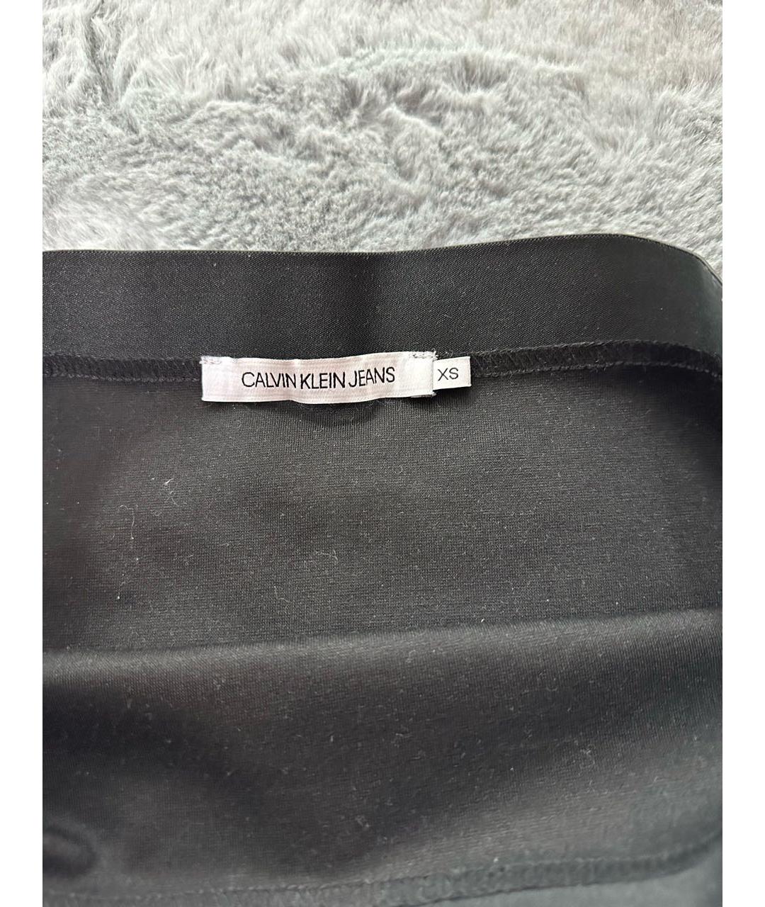 CALVIN KLEIN JEANS Черная полиэстеровая юбка мини, фото 3