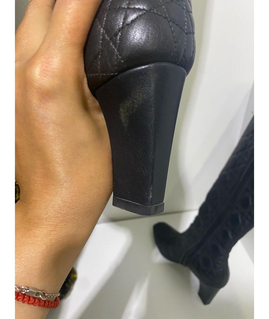CHRISTIAN DIOR Черные кожаные сапоги, фото 6