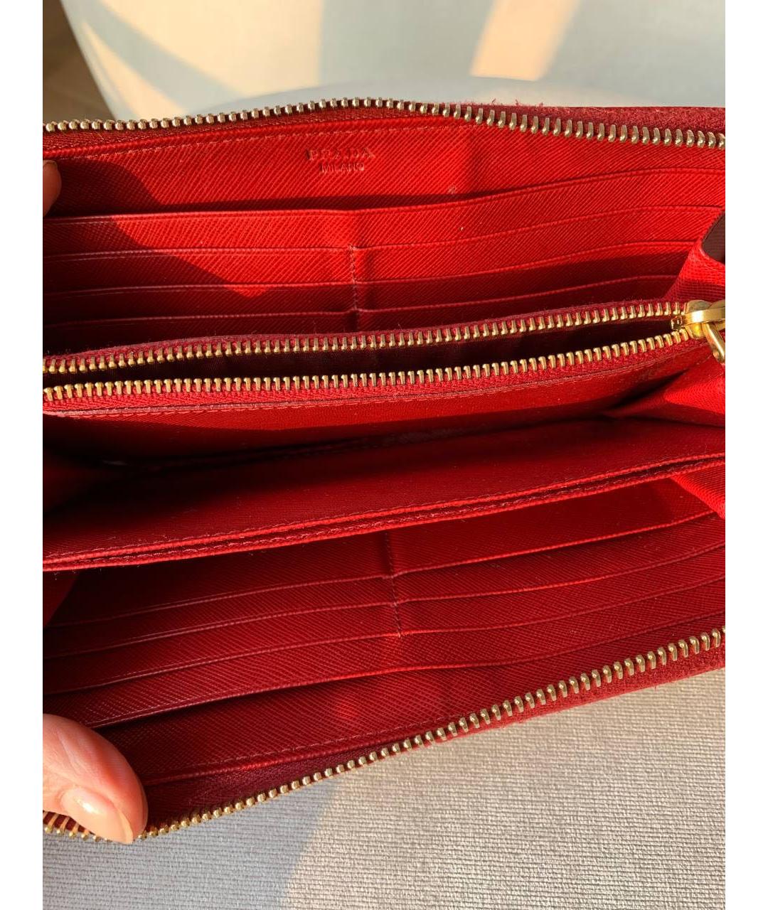PRADA Красный кожаный кошелек, фото 7
