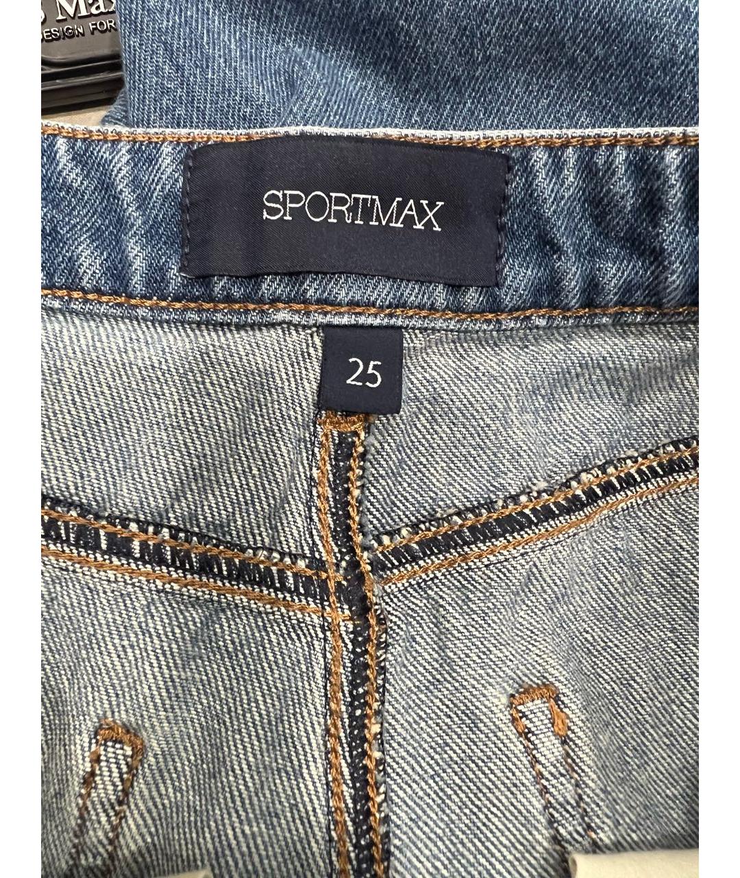 SPORTMAX Темно-синие хлопковые прямые джинсы, фото 8