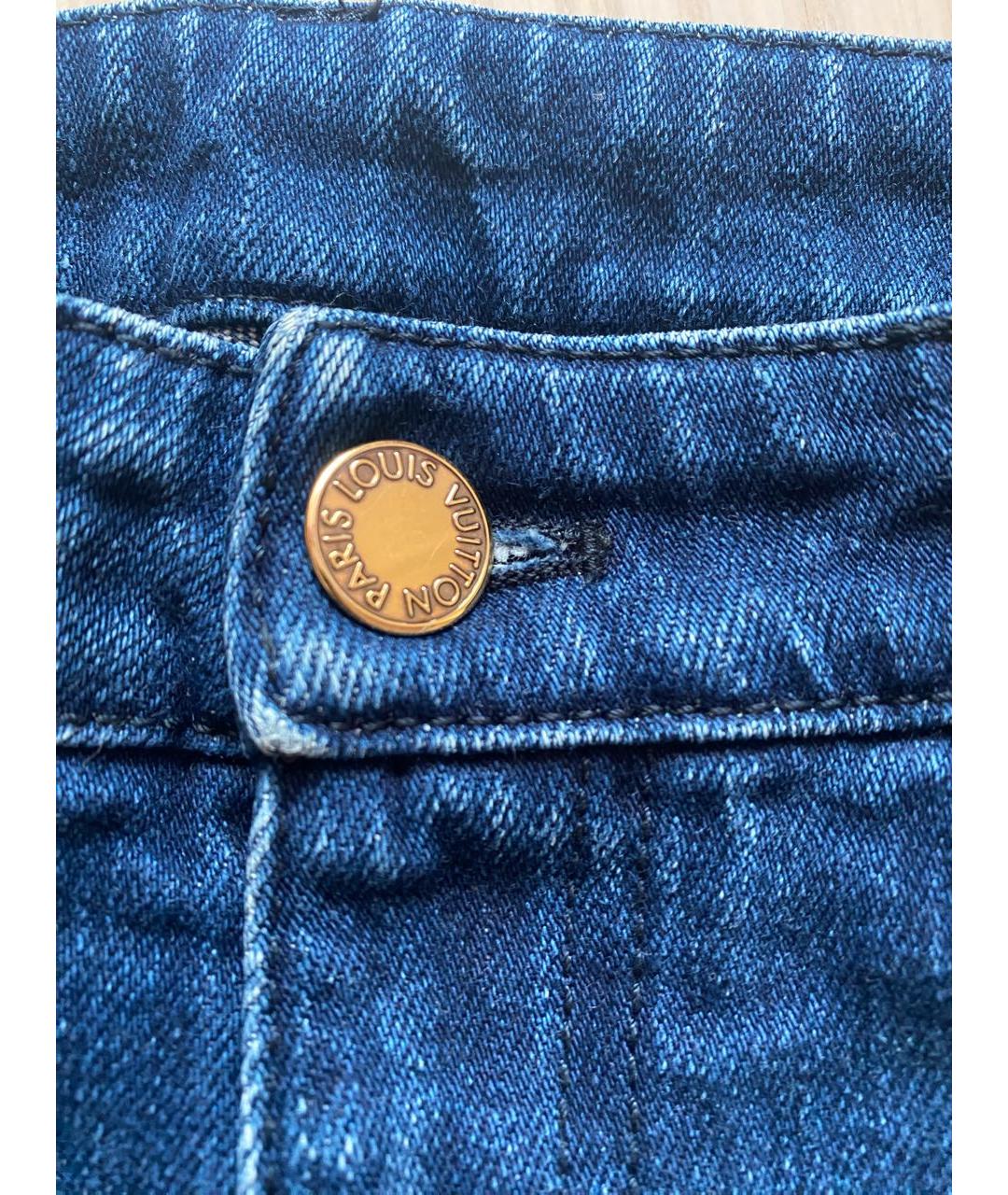 LOUIS VUITTON PRE-OWNED Синие хлопко-эластановые прямые джинсы, фото 4