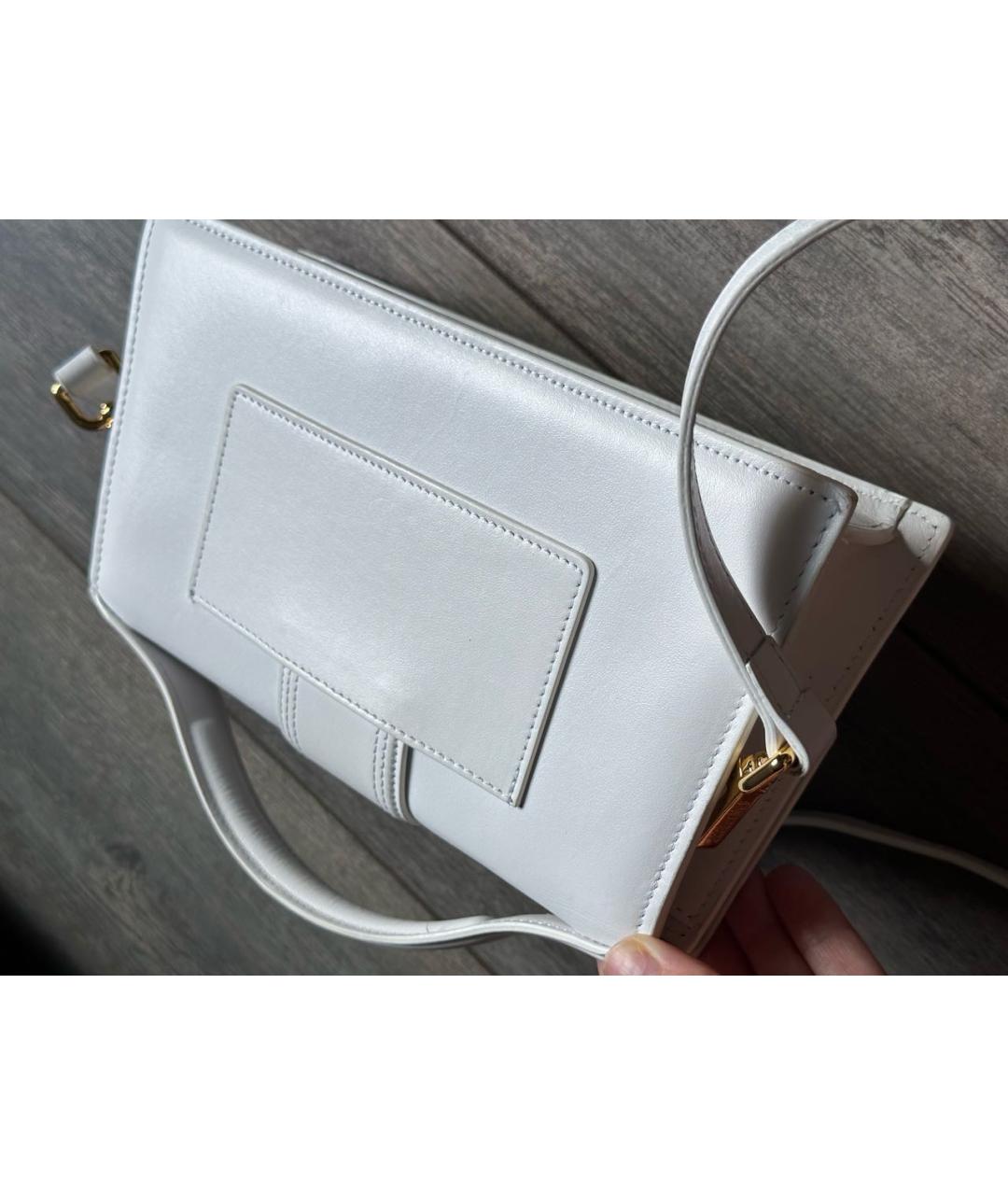 JACQUEMUS Белая кожаная сумка через плечо, фото 3
