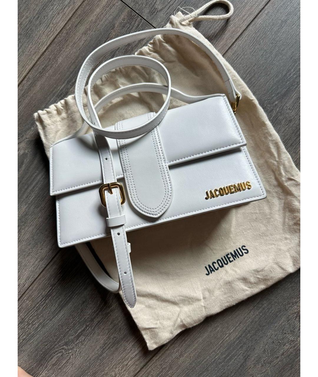 JACQUEMUS Белая кожаная сумка через плечо, фото 5