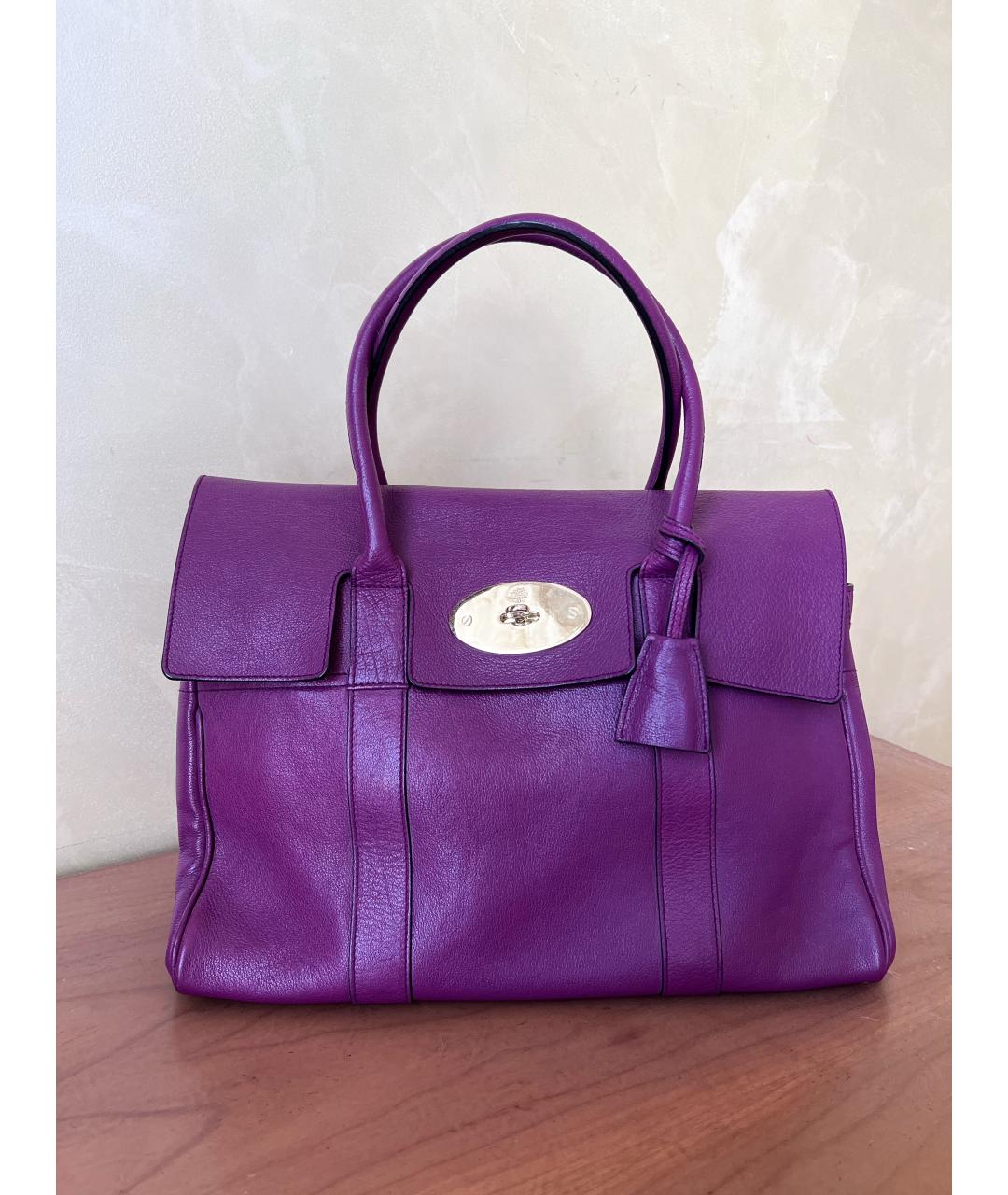 MULBERRY Фиолетовая кожаная сумка с короткими ручками, фото 9