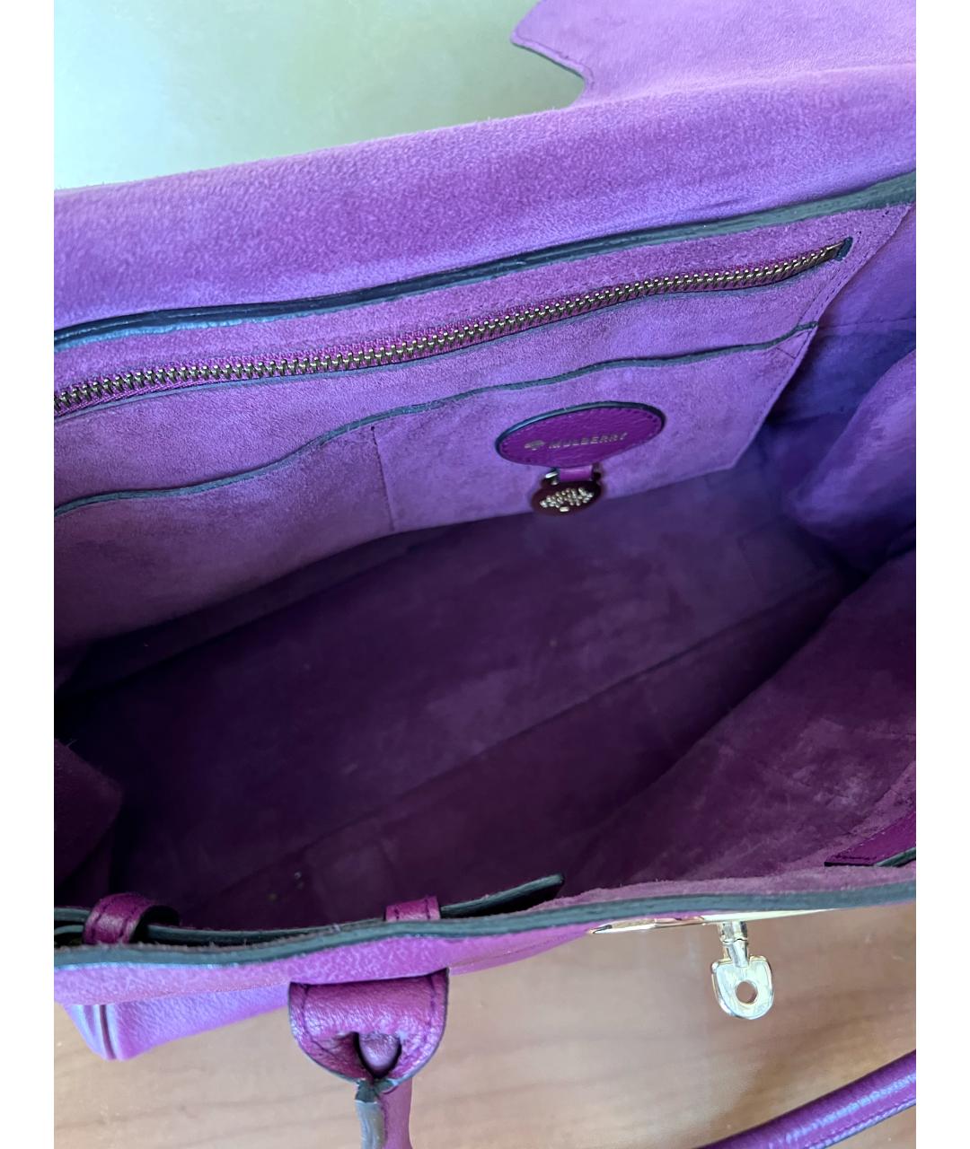MULBERRY Фиолетовая кожаная сумка с короткими ручками, фото 6