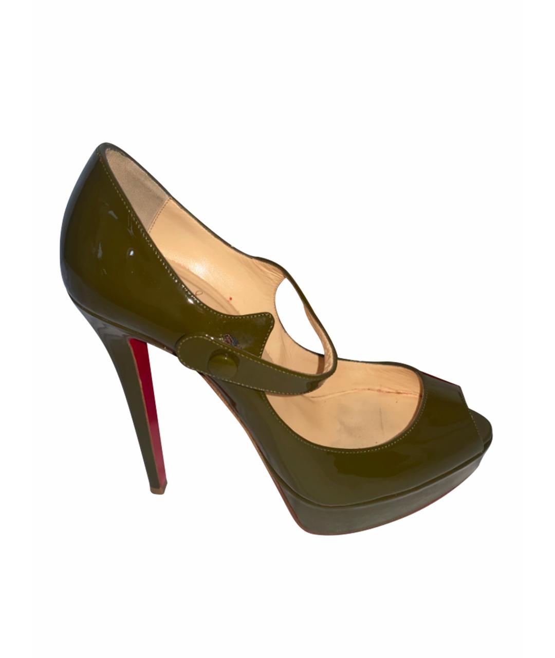 CHRISTIAN LOUBOUTIN Хаки туфли из лакированной кожи, фото 1