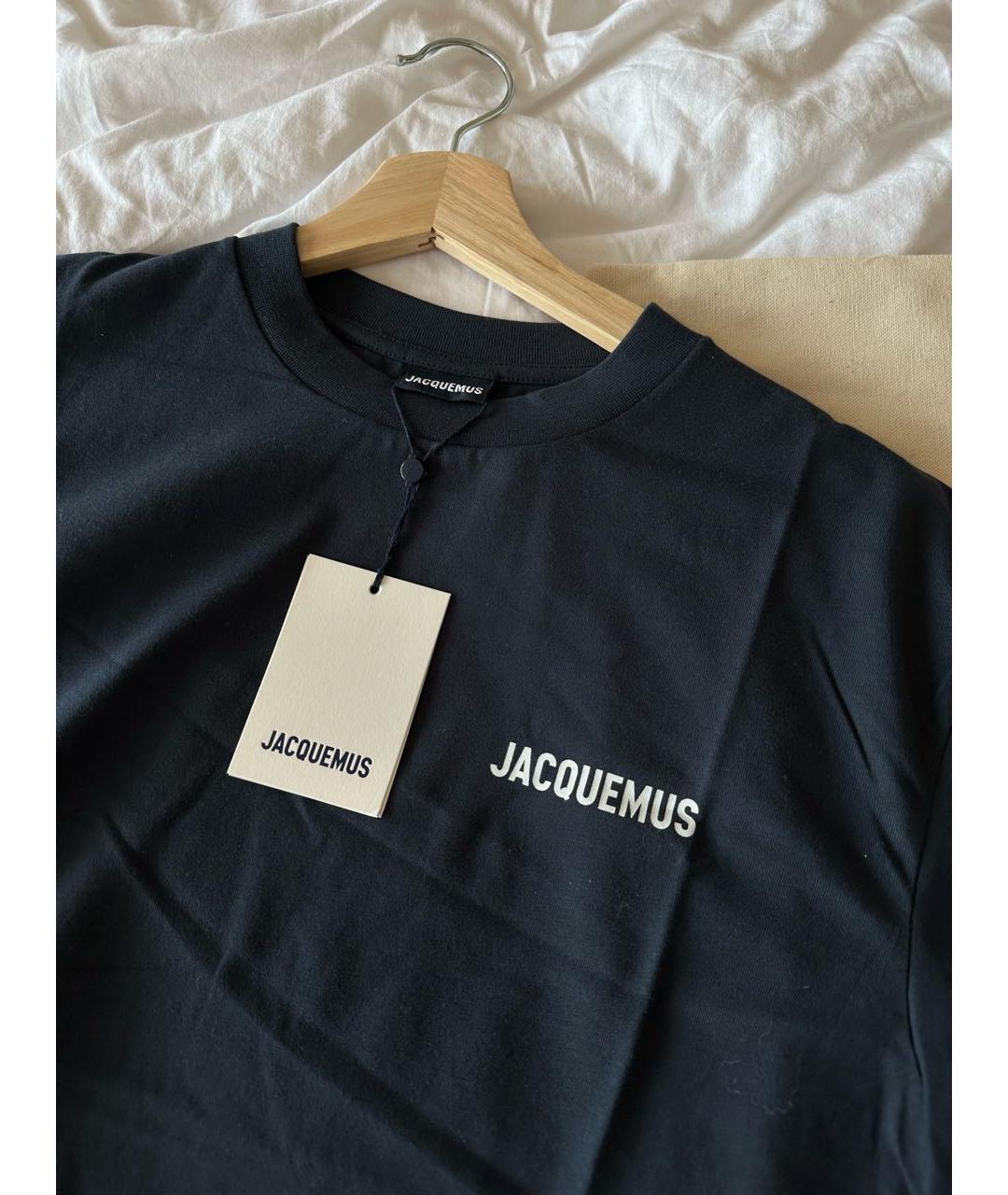 JACQUEMUS Темно-синяя хлопковая футболка, фото 4