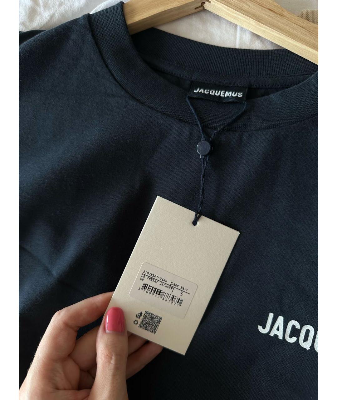 JACQUEMUS Темно-синяя хлопковая футболка, фото 5