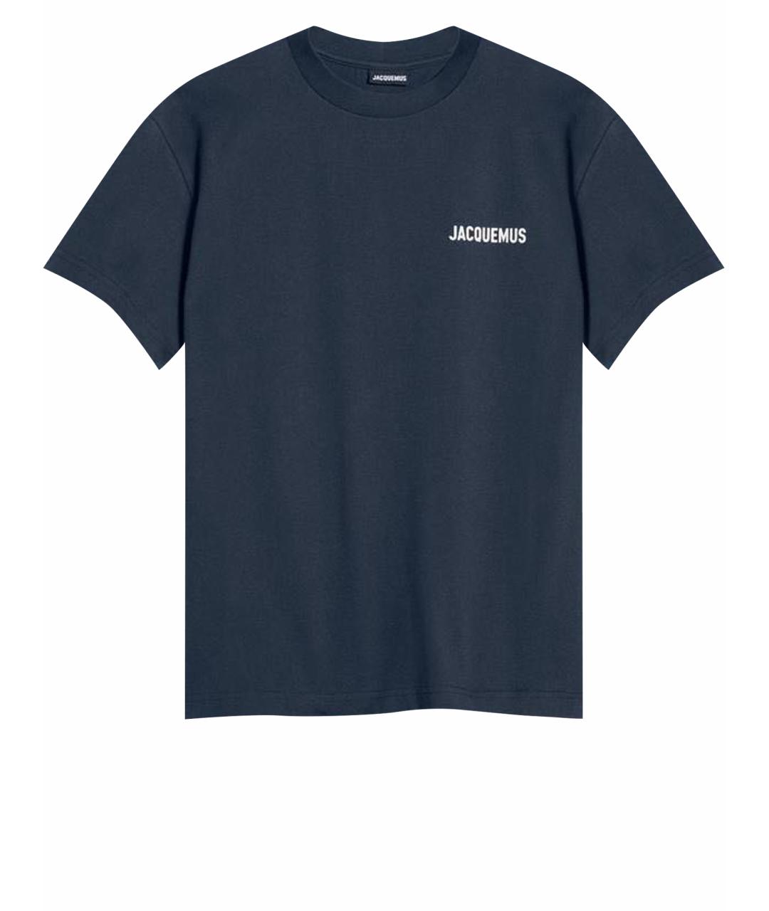JACQUEMUS Темно-синяя хлопковая футболка, фото 1