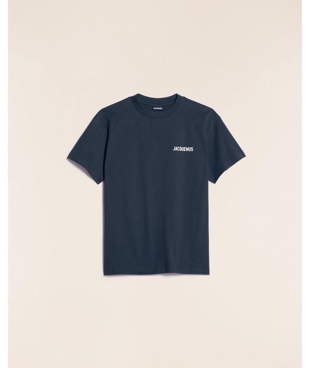 JACQUEMUS Темно-синяя хлопковая футболка, фото 8