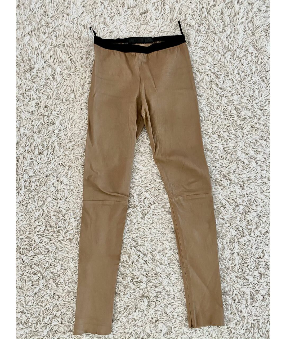 NEIL BARRETT Бежевые кожаные брюки узкие, фото 5