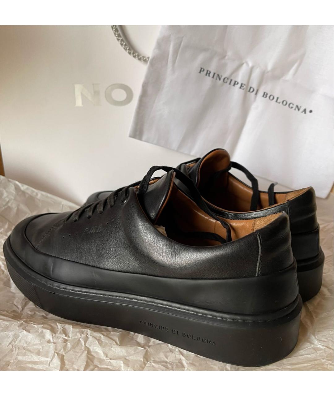 Principe di Bologna Черные кожаные низкие кроссовки / кеды, фото 6
