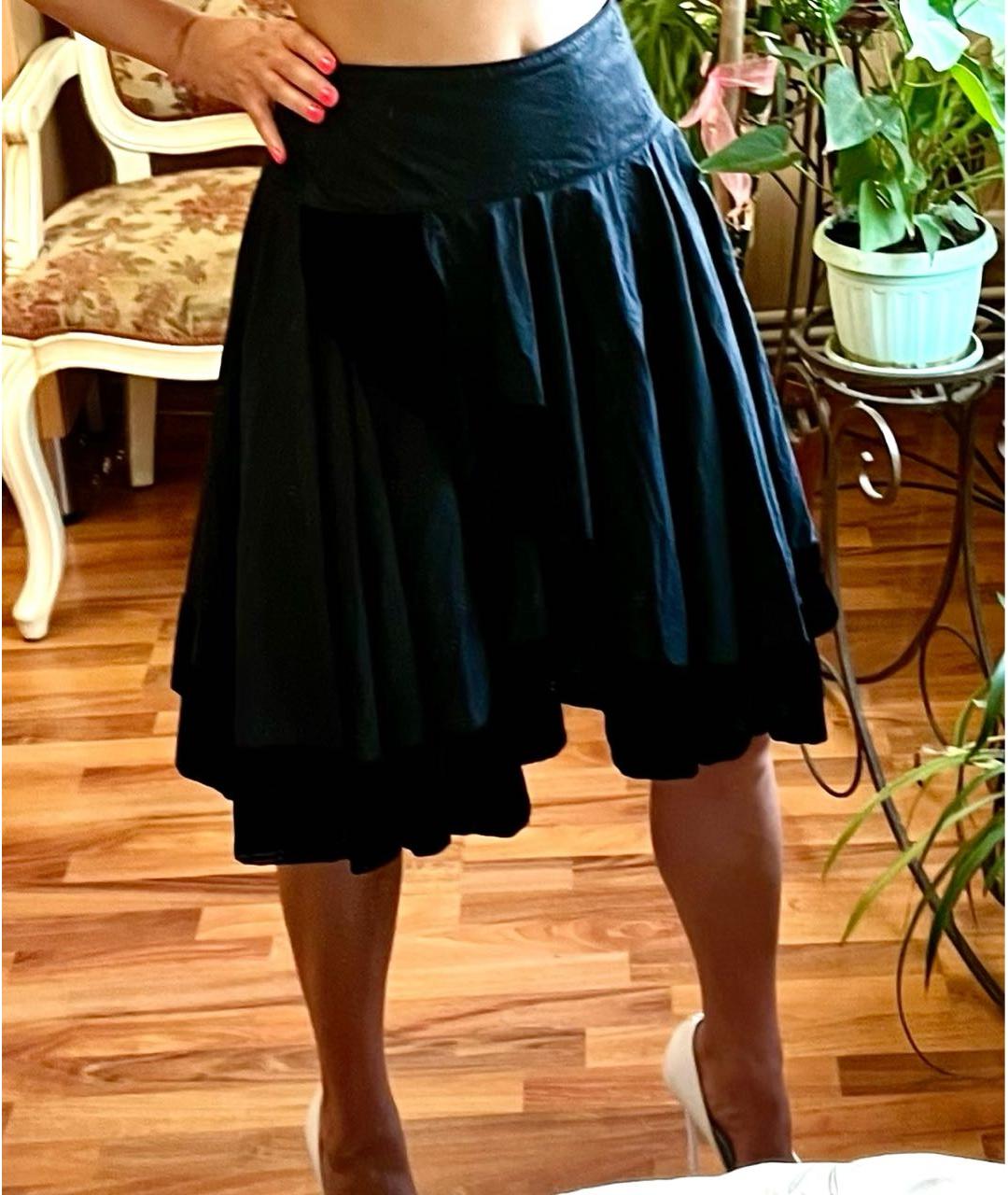 NUDE Черная вискозная юбка миди, фото 8