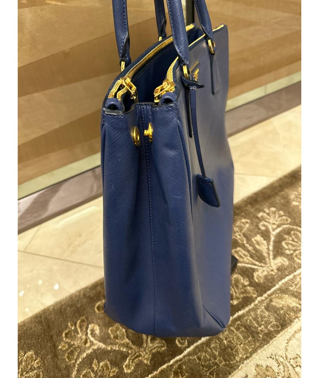 PRADA Темно-синяя кожаная сумка с короткими ручками, фото 2