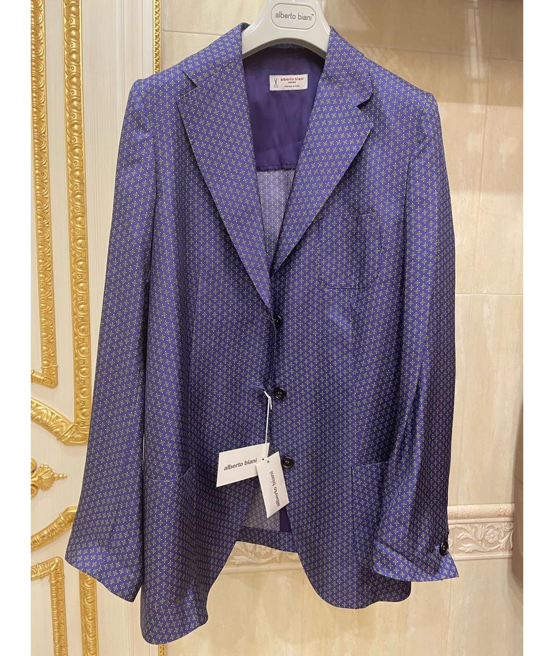 ALBERTO BIANI Фиолетовый шелковый костюм с брюками, фото 4
