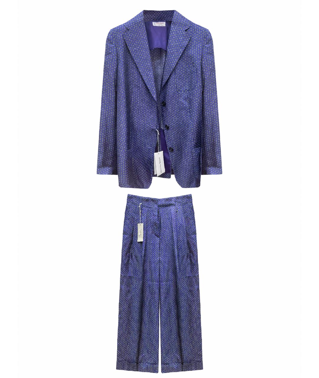 ALBERTO BIANI Фиолетовый шелковый костюм с брюками, фото 1