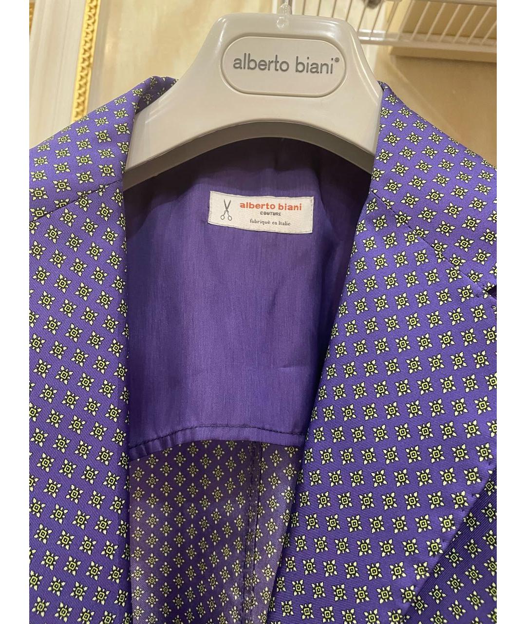 ALBERTO BIANI Фиолетовый шелковый костюм с брюками, фото 5