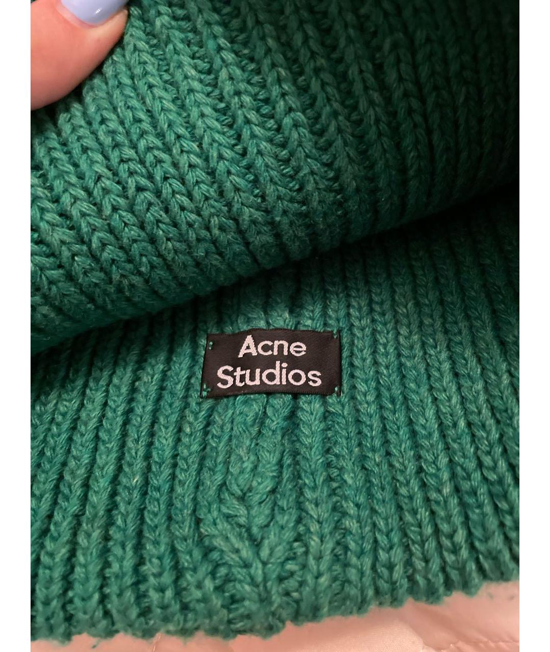 ACNE STUDIOS Зеленая шерстяная шапка, фото 2