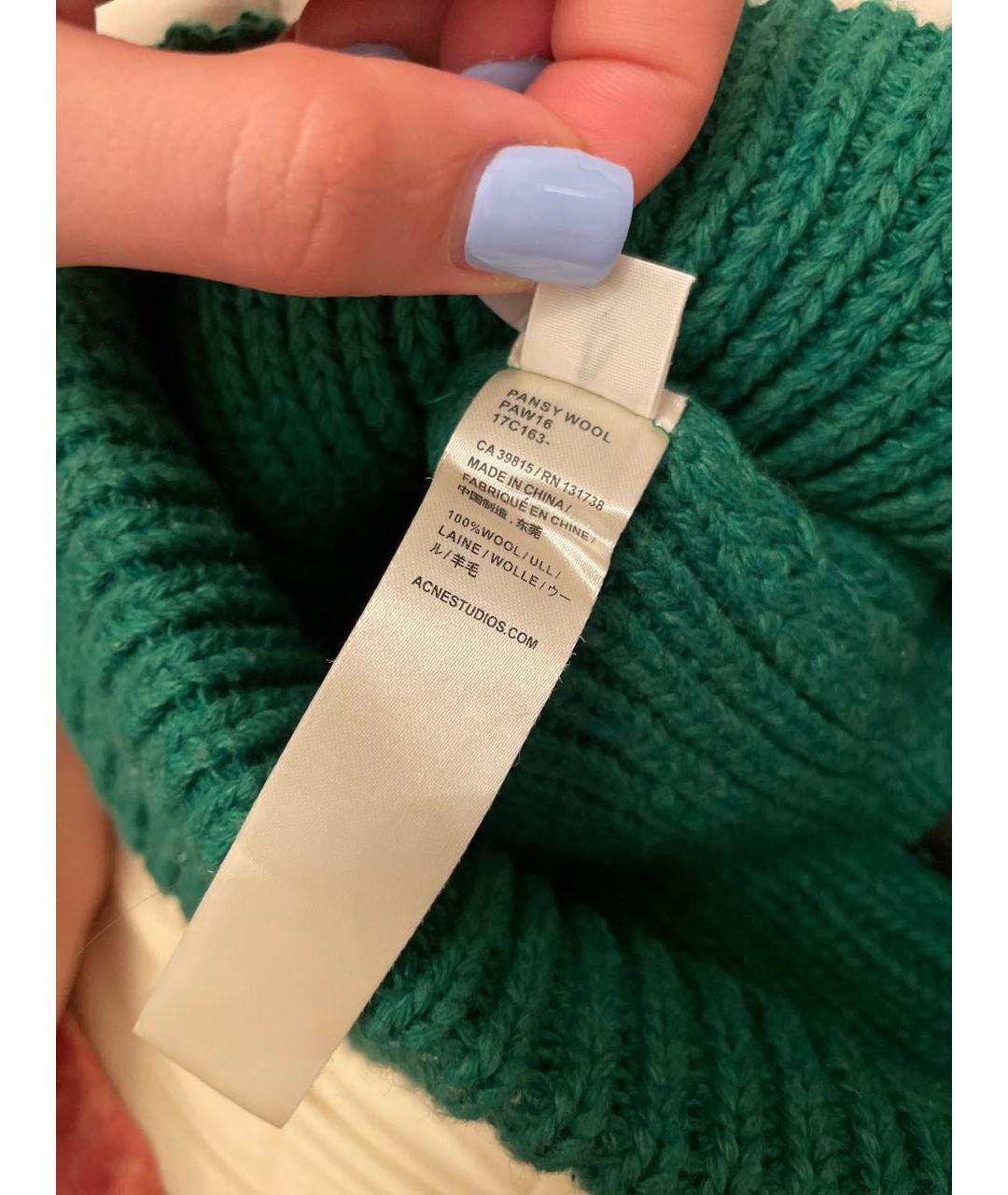 ACNE STUDIOS Зеленая шерстяная шапка, фото 5