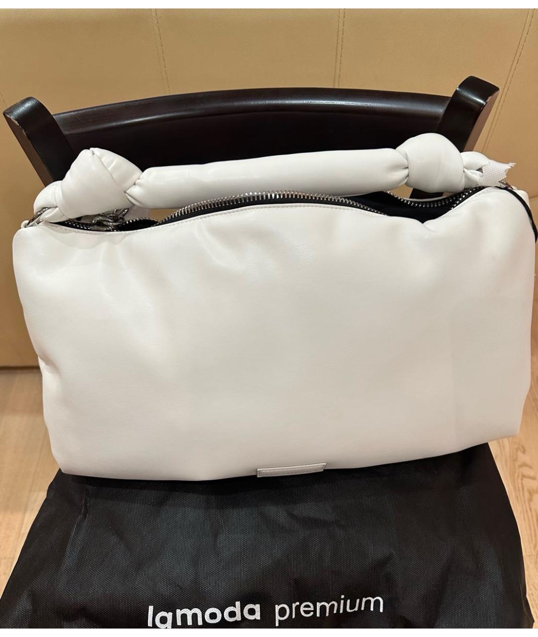 KARL LAGERFELD Белая кожаная сумка с короткими ручками, фото 6
