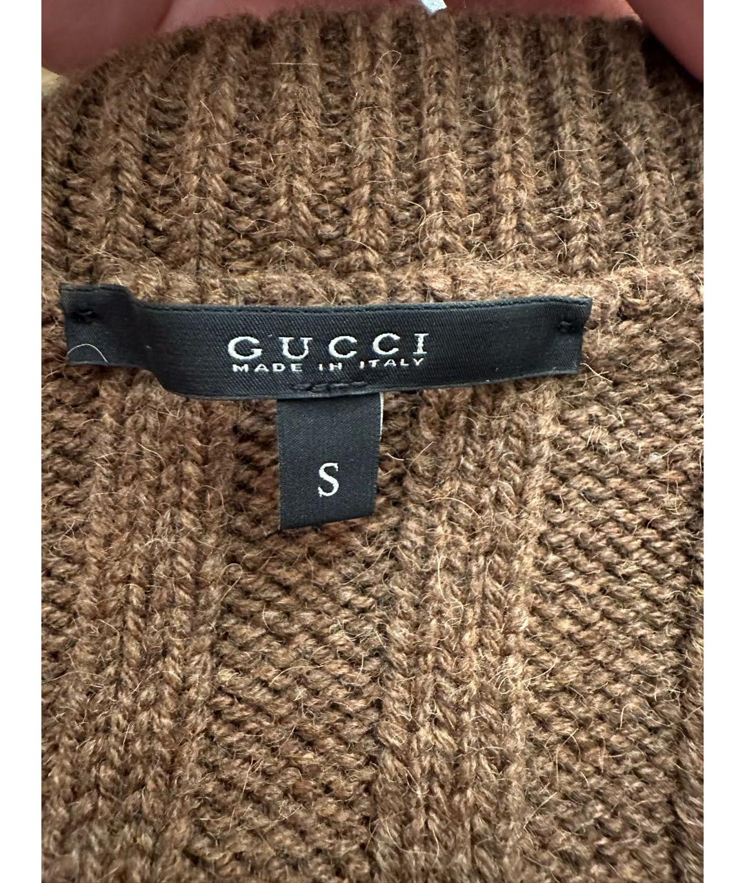 GUCCI Коричневый шерстяной джемпер / свитер, фото 2