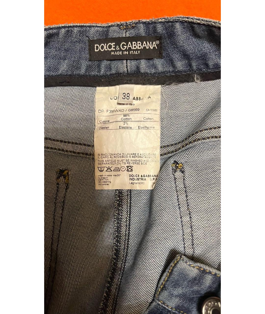 DOLCE&GABBANA Голубые хлопко-эластановые джинсы клеш, фото 2