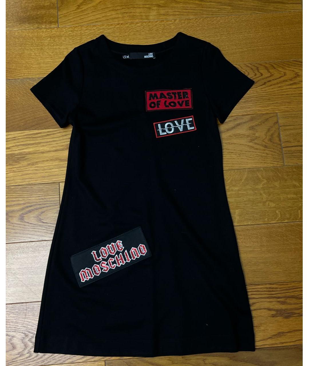 LOVE MOSCHINO Черное вискозное повседневное платье, фото 4