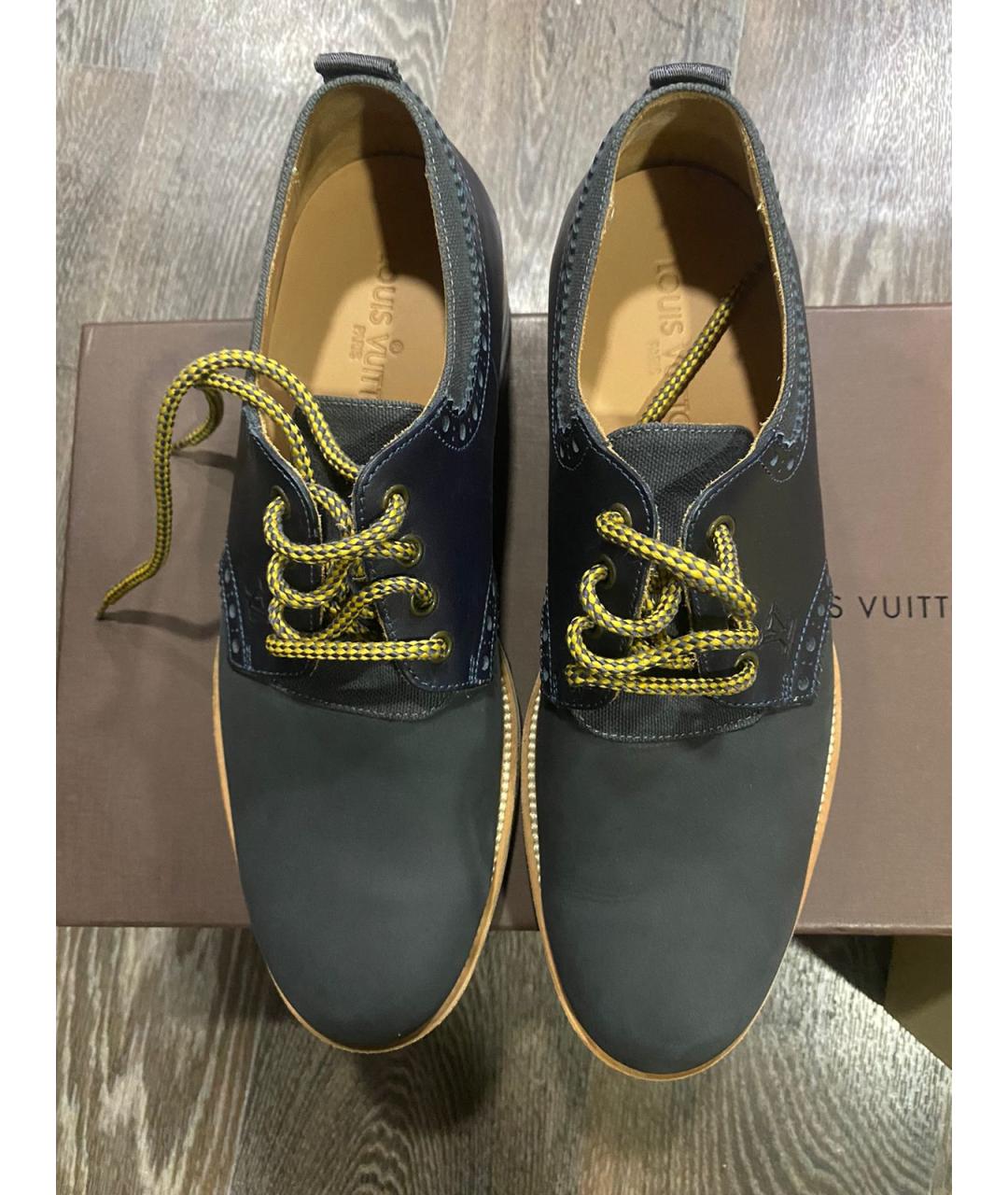 LOUIS VUITTON PRE-OWNED Темно-синие кожаные низкие ботинки, фото 2