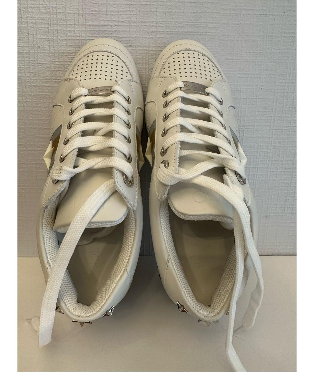 JIMMY CHOO Белые кожаные кроссовки, фото 3