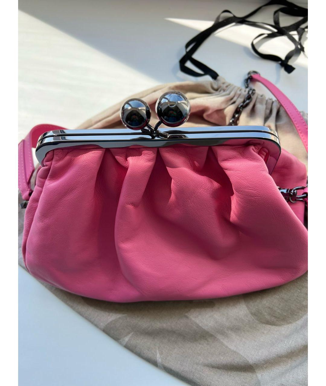 WEEKEND MAX MARA Розовая кожаная сумка через плечо, фото 4