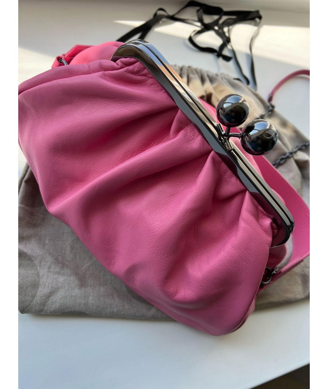 WEEKEND MAX MARA Розовая кожаная сумка через плечо, фото 7