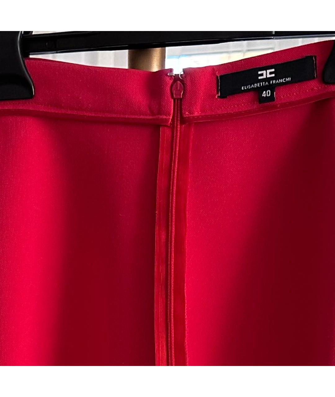 ELISABETTA FRANCHI Красная полиэстеровая юбка миди, фото 4
