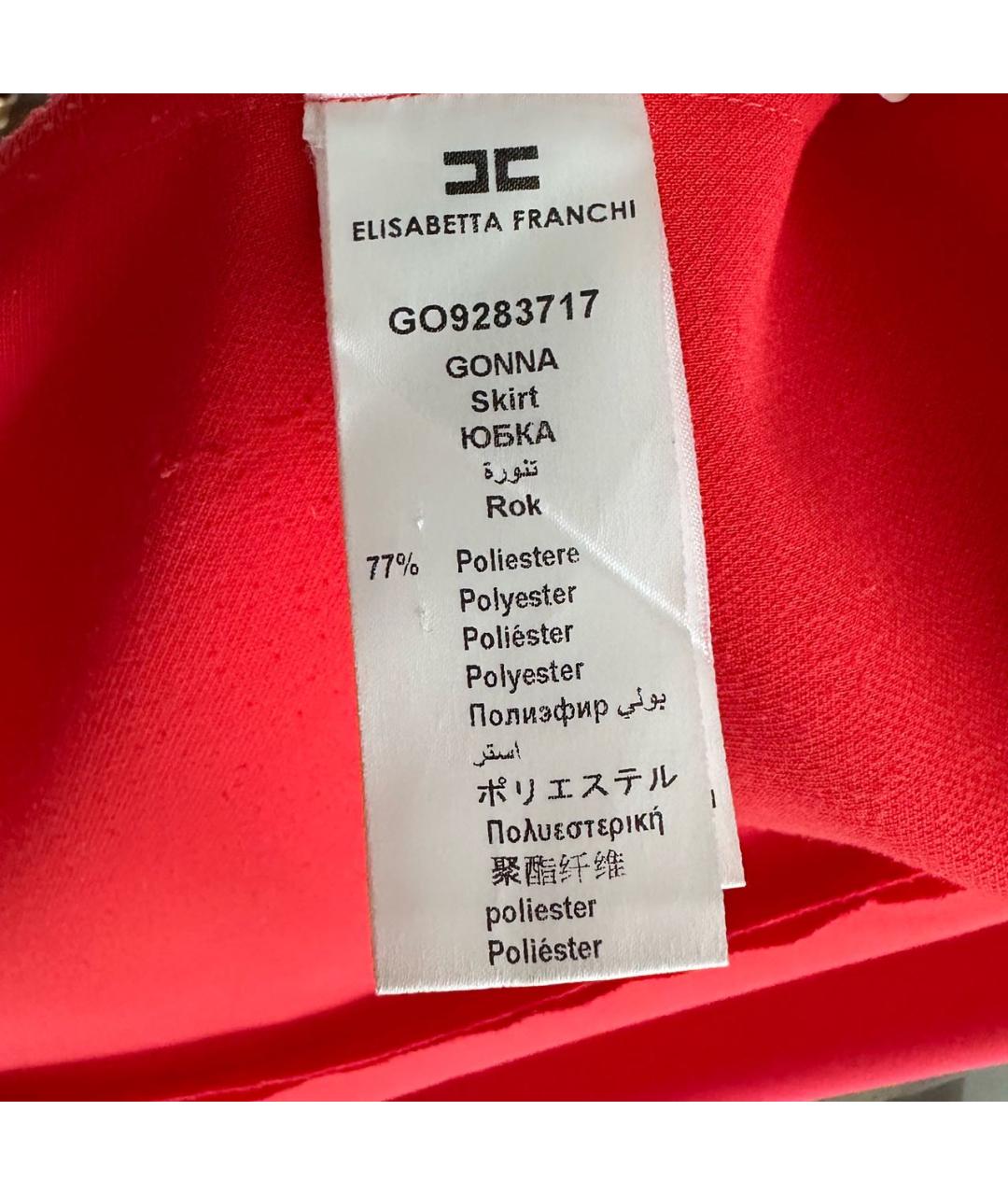 ELISABETTA FRANCHI Красная полиэстеровая юбка миди, фото 5