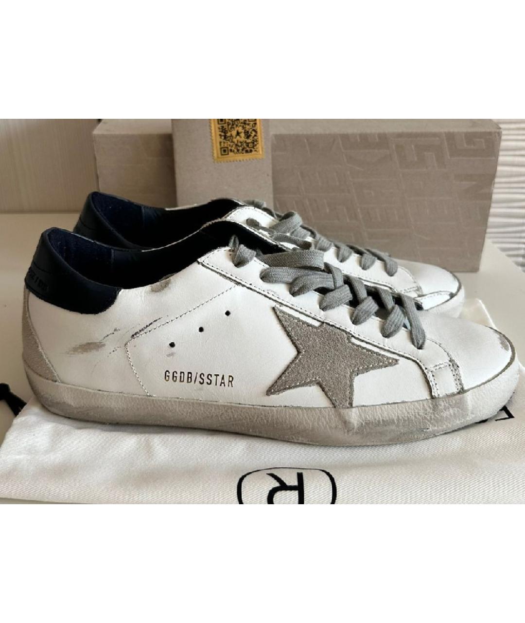 GOLDEN GOOSE DELUXE BRAND Белые кожаные низкие кроссовки / кеды, фото 3